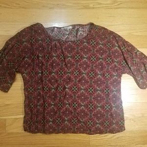 Love 21 Patterned Blouse/Half Sleeve Shirt Size L
